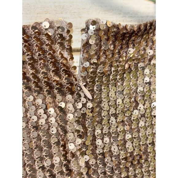 NEW Alfani Womens Allover Sequined Dress Lined Beige Size 12 3/4 Sleeve Back Zip - Picture 7 of 14